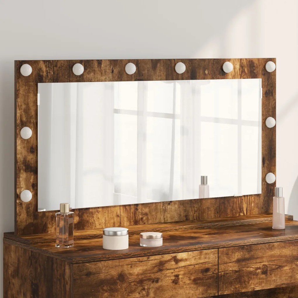 pipere tükör Füstölt tölgy Fa, Üveg 100 x 55 x 18 cm Pipere tükör