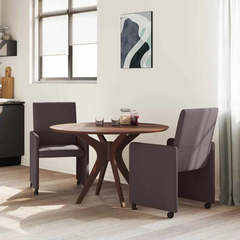 Étkező Székek kerékkel 2 pcs sötétbarna 57 x 66 x 94 cm szövet