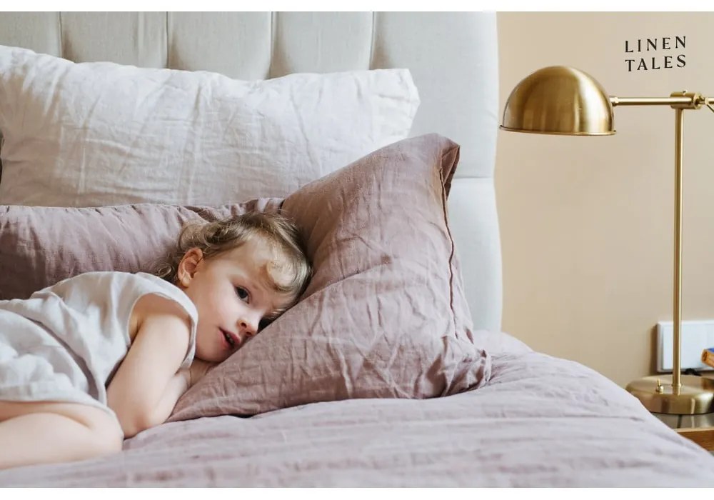 Rózsaszín-barna len lepedő 180x260 cm Ashes of Roses – Linen Tales