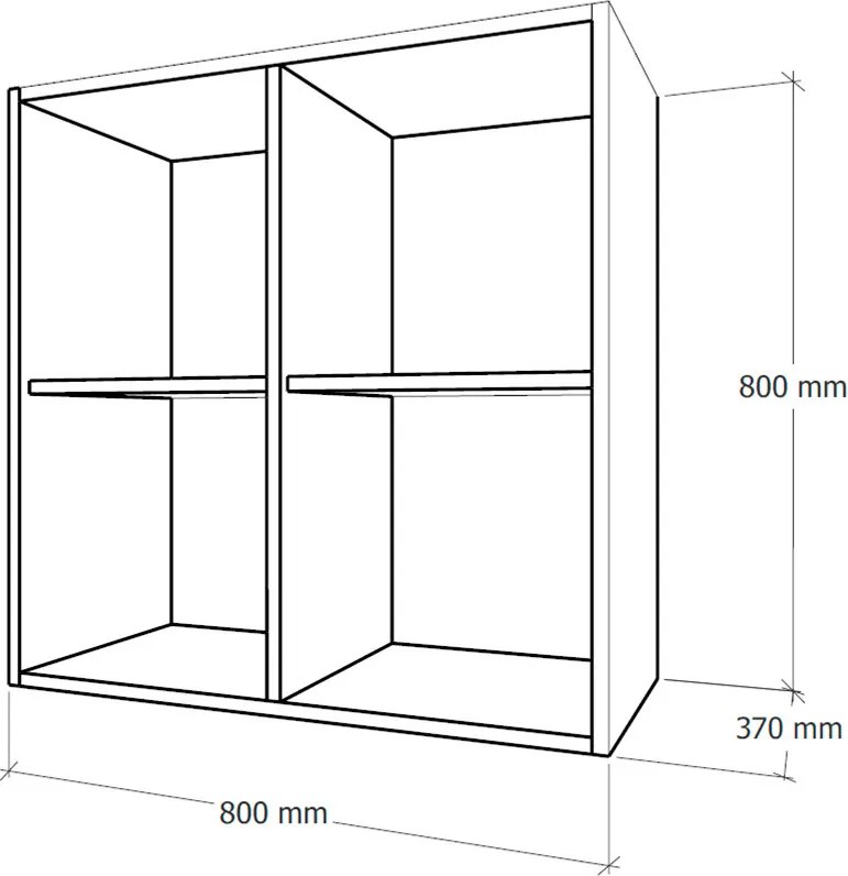 Boxie nyitott fali szekrény 80x80x37 cm sárga