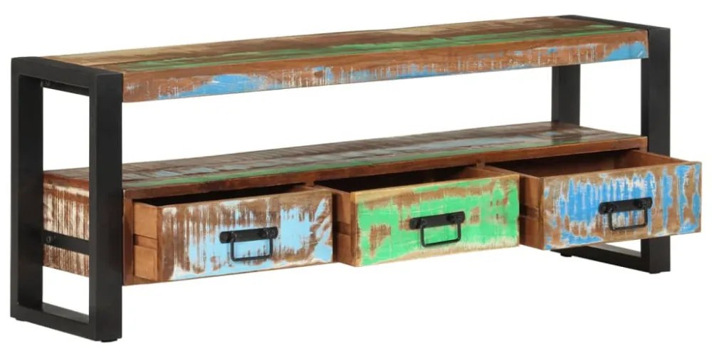 tömör újrahasznosított fa TV-szekrény 120 x 30 x 45 cm