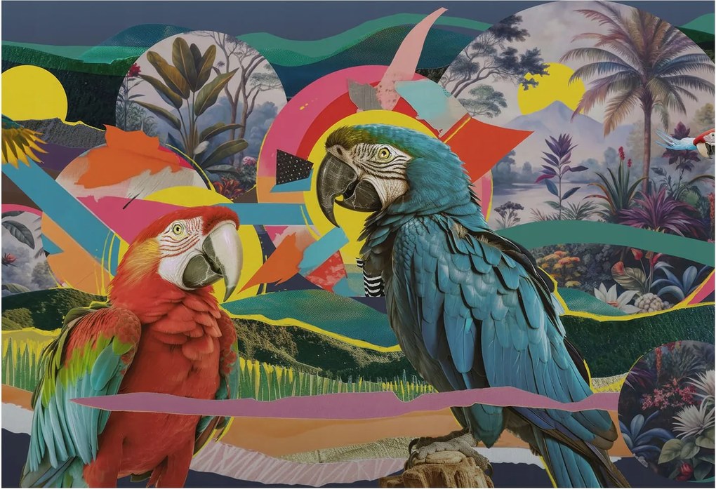 Fotótapéta Fali ragasztó szett Egzotikus madarak 152x104 Ragasztó