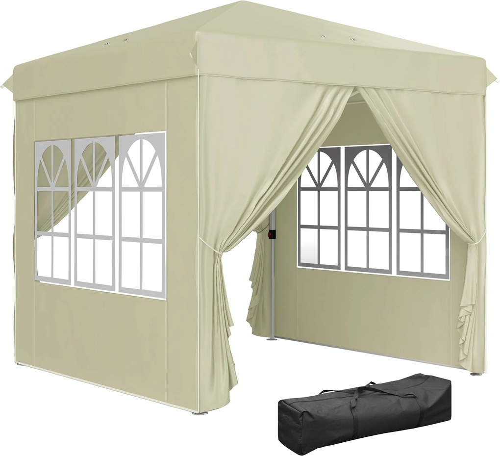 Outsunny Pavilon kb. 2,5x2,5m, vízálló Stabil Téli Pop-up Összecsukható Pavilon, UV Védelem 50+, Összecsukható Parti Sátrunk Kerti Pavilon 4 Oldalfall