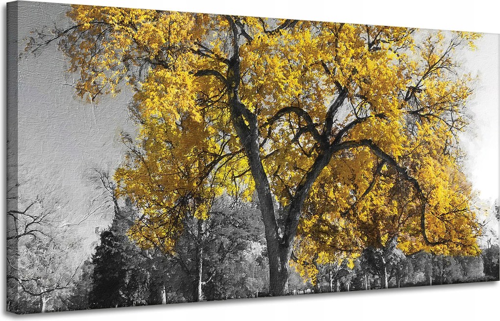 Vászonkép Fekete fák Sárga levelek 120x60 cm Ideális ajándék