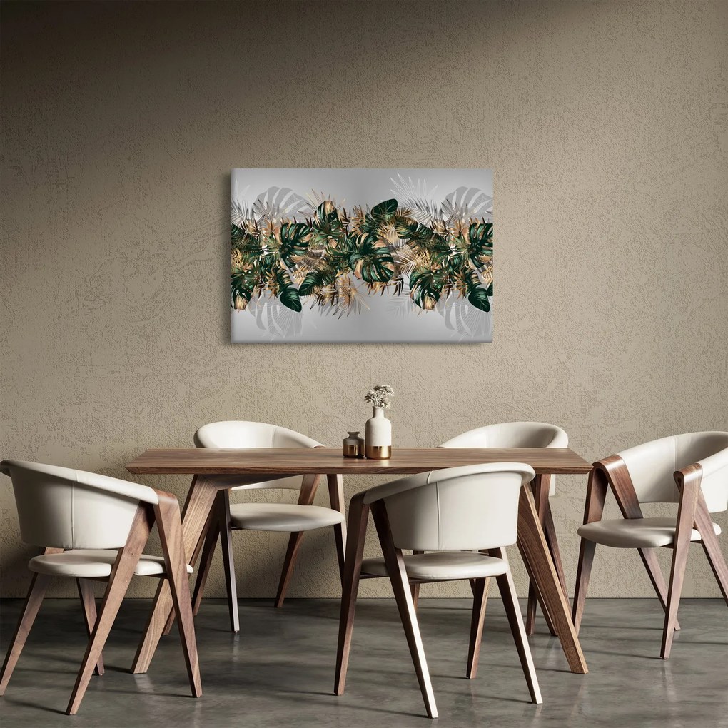 Kép - Gold-green, trópusi levelek (90x60 cm)