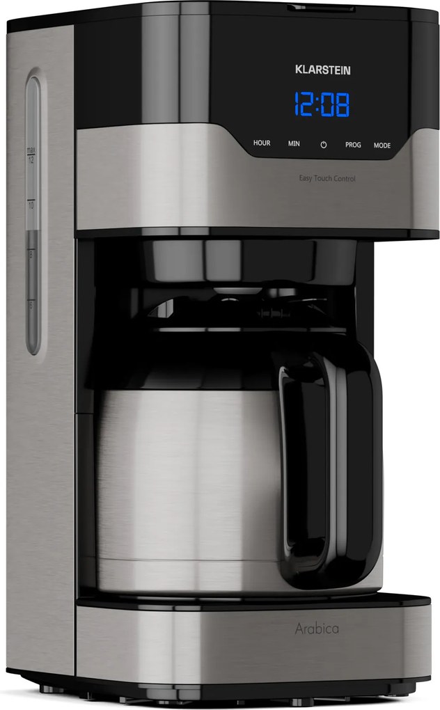 Klarstein Arabica 1.2, kávéfőző, 1.2 l, EasyTouch Control, ezüst/fekete