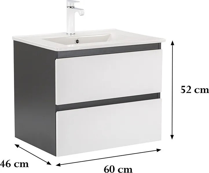 Vario Forte 60 alsó szekrény mosdóval antracit-fehér