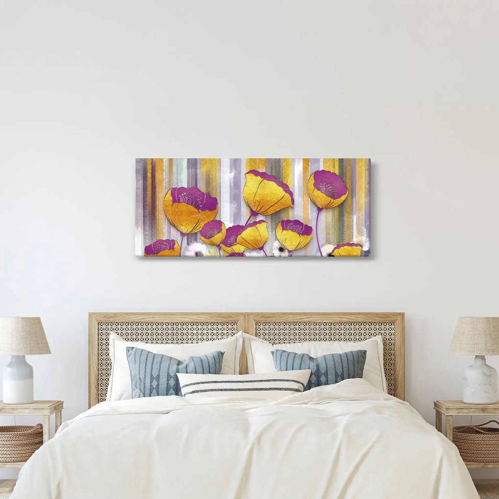 Kép - Virágok illusztrációja (120x50 cm)