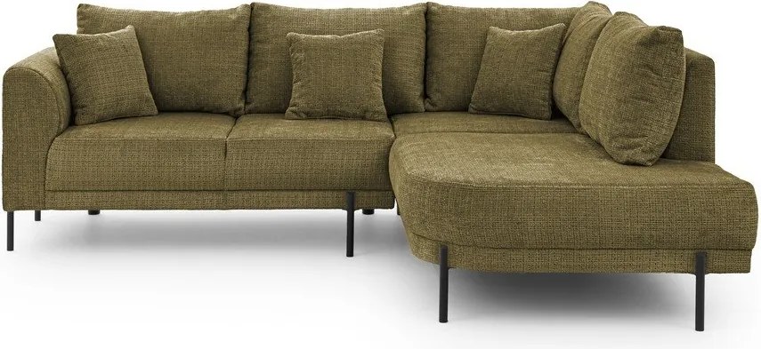 Zöld zsenília sarokkanapé (jobb oldali-L alakú) Mauris – Ropez