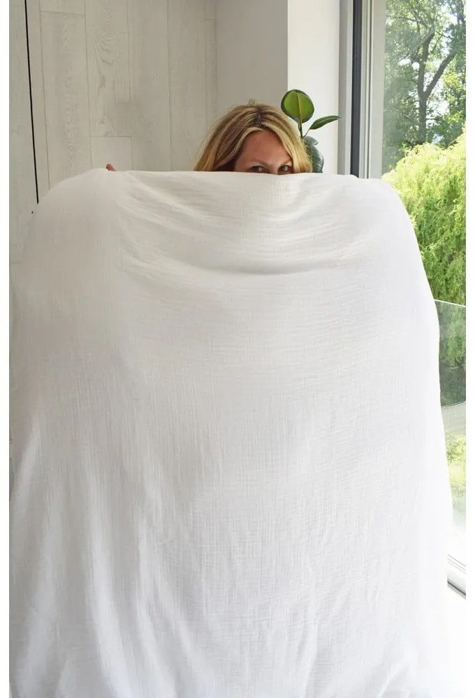 Fehér kétszemélyes muszlin ágyneműhuzat 200x200 cm Plain Muslin – Butter Kings