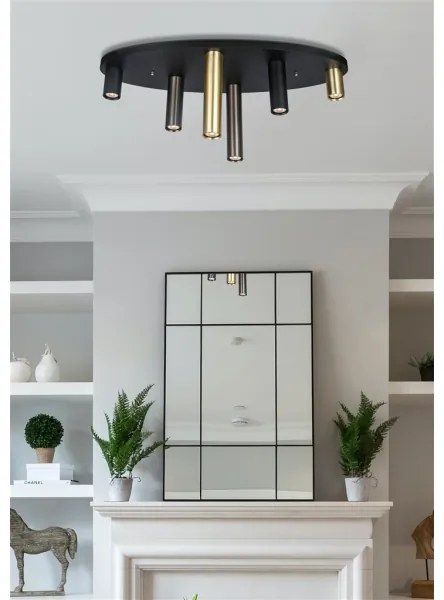 Searchlight 50571-6BK - Mennyezeti lámpatest TUBES 6xGU10/10W/230V 80x30 cm