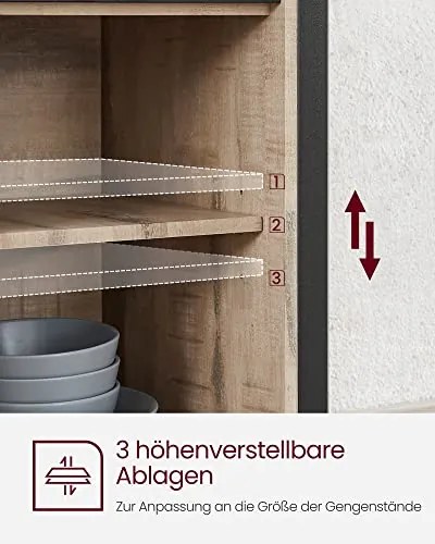 Tálalószekrény, konyhaszekrény, 2 tolóajtóval, barna és fekete