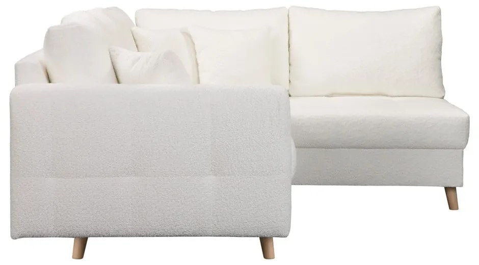 Fehér buklé sarokkanapé (jobb oldali) Ariella – Ropez