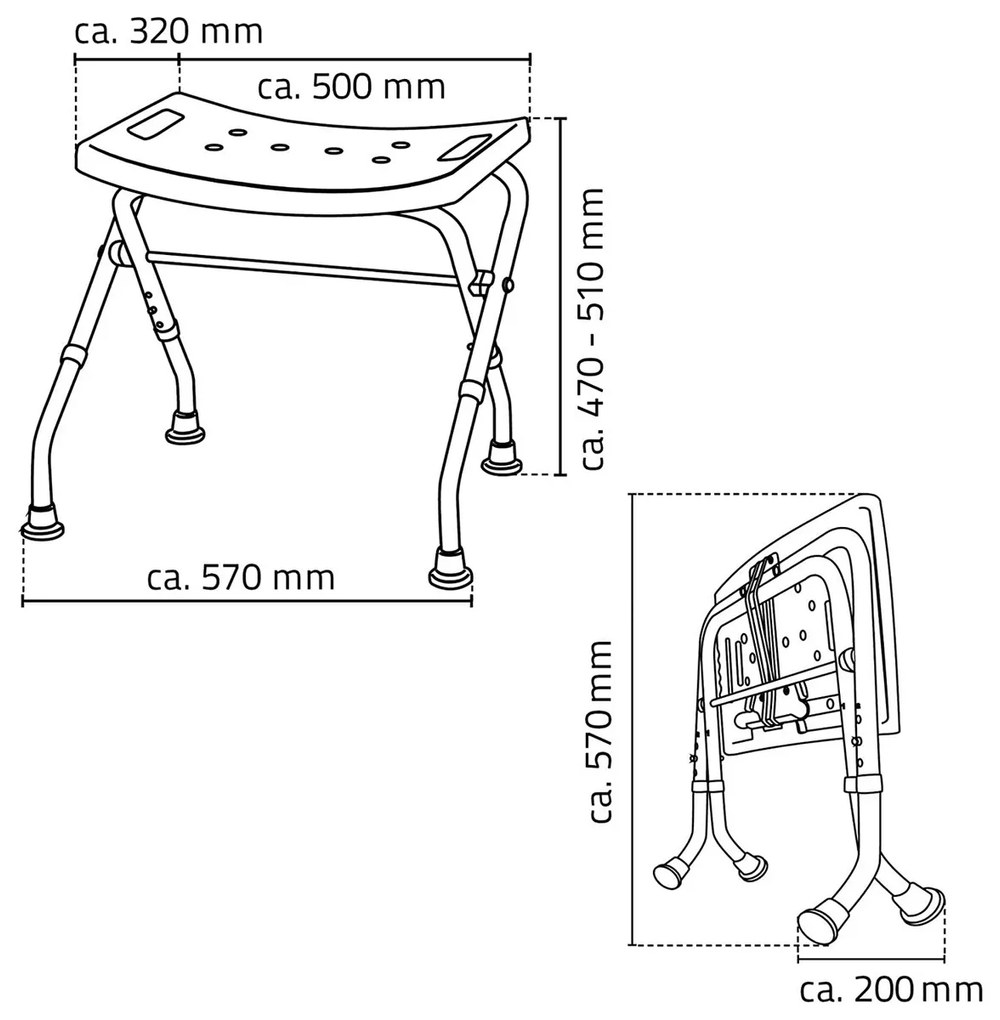 SAPHO A0050301 Handicap összecsukható szék, fehér