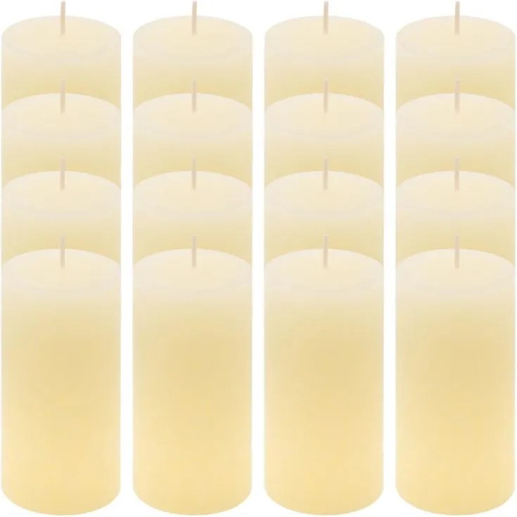 Rusztikus gyertya készlet 10 cm Ø 5 cm 16 db krém