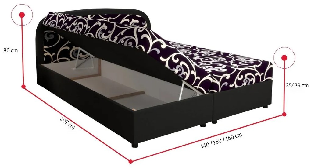 BARIKO kárpitozott ágy, 160x200, rainbow 15/vibe