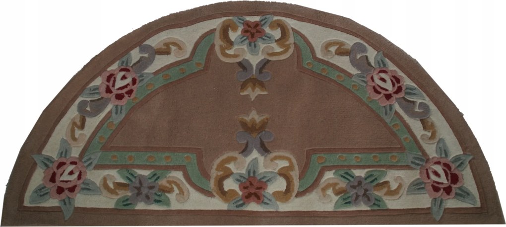 Aubusson gyapjú szőnyeg 69x137 cm bézs félhold mintával