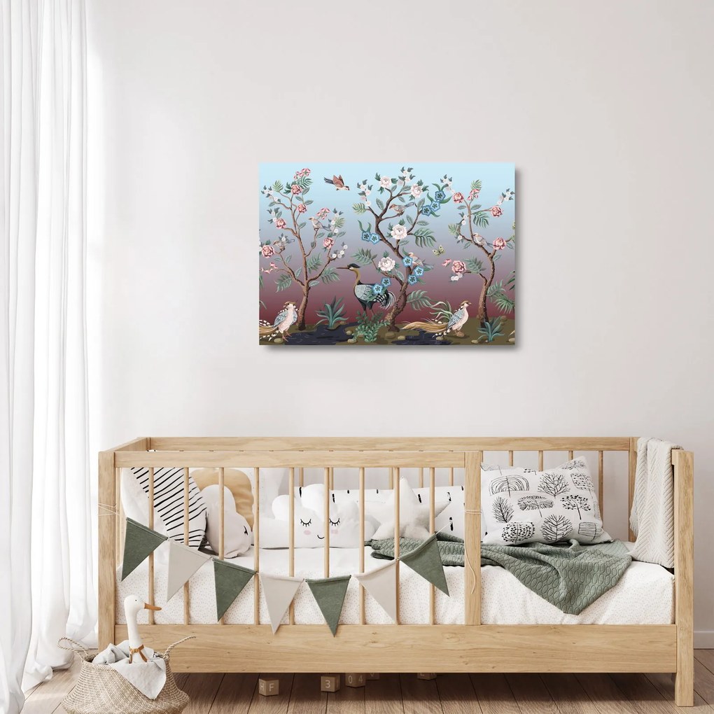 Kép - madár park (üvegen) (70x50 cm)
