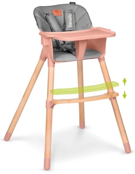 Lionelo - Gyermek etetőszék 2 az 1-ben KOEN Rózsaszín rózsa