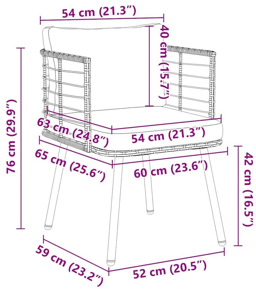2 db természetes polyrattan kerti szék párnákkal