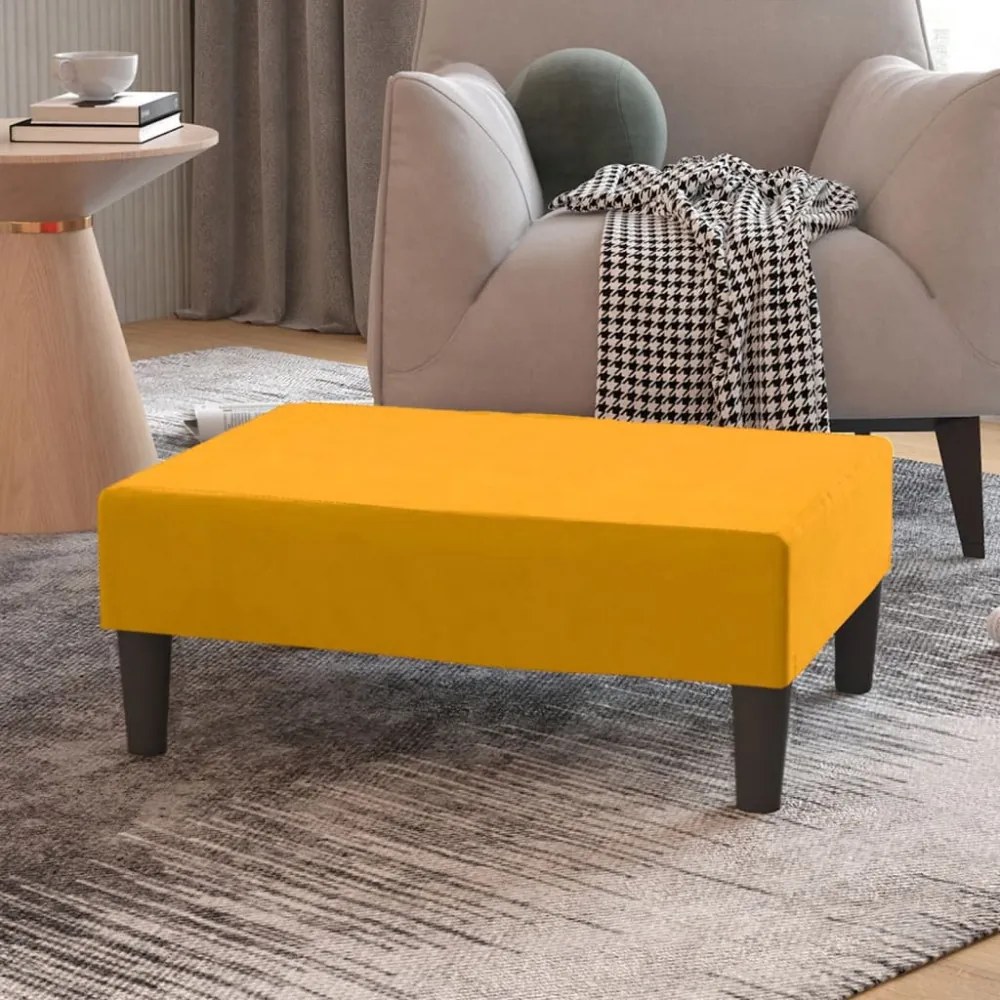 sárga bársony lábzsámoly 78 x 56 x 32 cm
