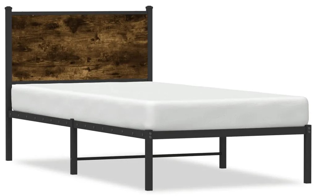 füstös tölgy színű fém ágykeret matrac nélkül 80 x 200 cm