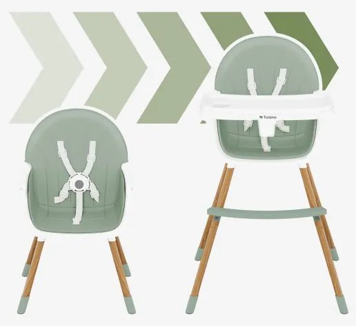 Etetőszék gyerekeknek lábtartóval, 3 éves korig, zöld