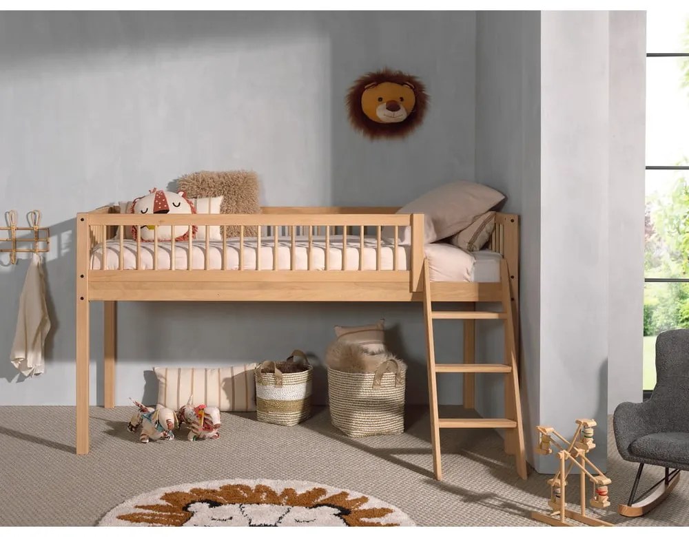 Natúr színű magasított tölgyfa gyerekágy 90x200 cm Forrest – Vipack