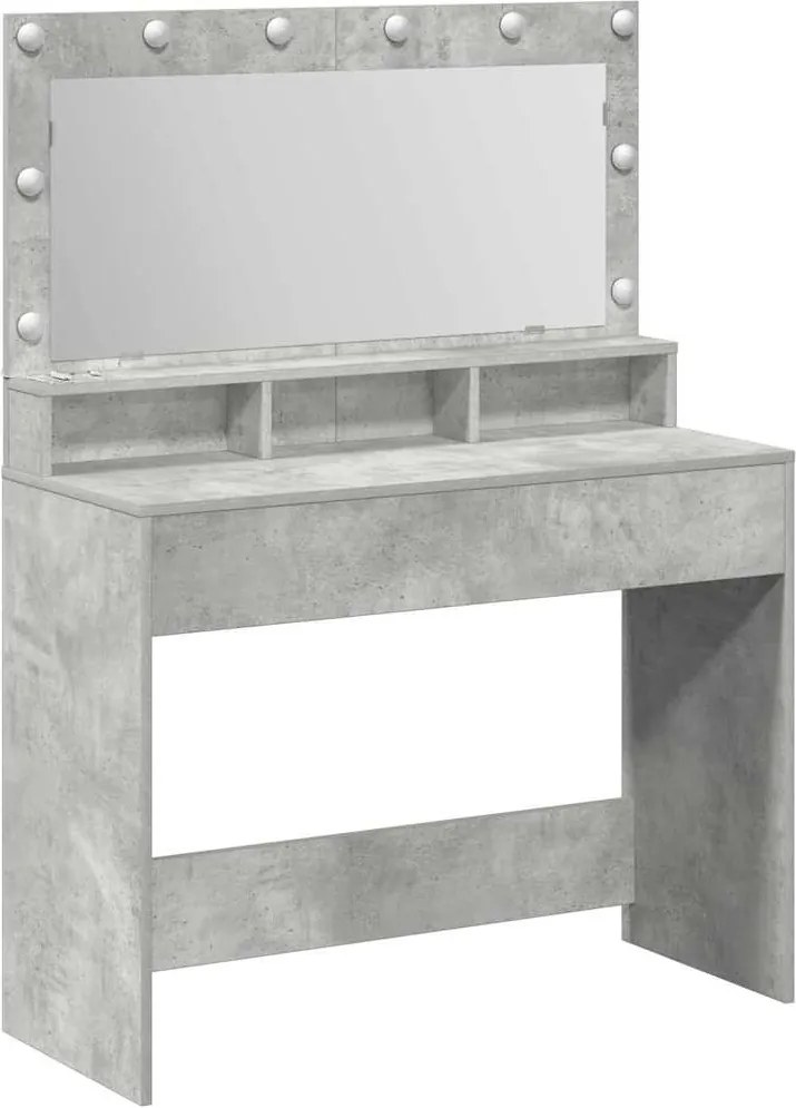 vidaXL Öltözködőasztal tükörrel Beton Szürke 100 x 41 x 135 cm Faanyag