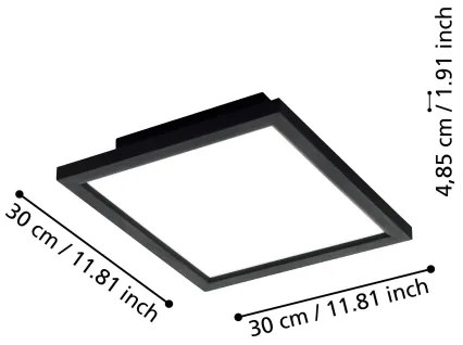 Eglo 900049 - LED Dimmelhető mennyezeti lámpa SALOBRENA-Z LED/15,3W/230V fekete