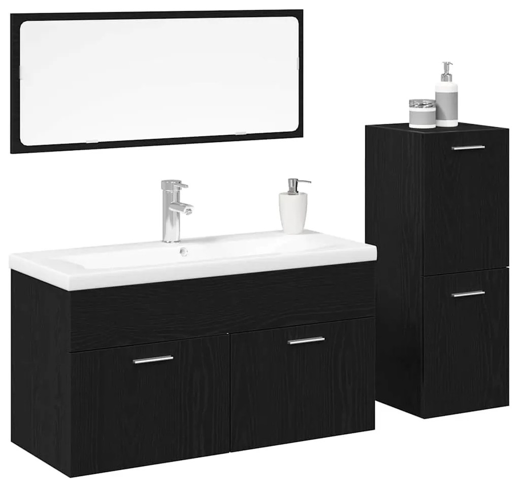 Fürdőszobai Bútor Szett 4 pcs Fekete tölgy 90 x 38,5 x 50 cm