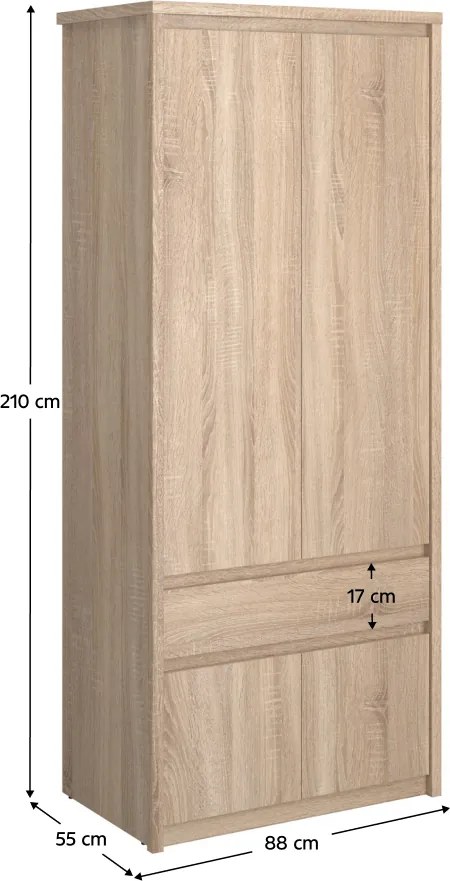 Akasztós szekrény, DTD laminált, tölgy sonoma, NORTY
