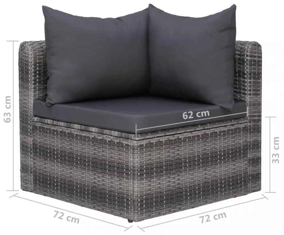 vidaXL 8-részes szürke polyrattan kerti bútorszett párnákkal