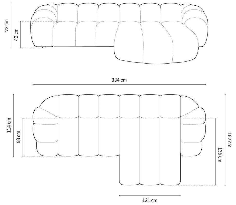 Világosszürke sarokkanapé (jobb oldali) Diana – Micadoni