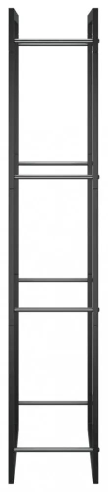 fekete acél tűzifatároló állvány 50x28x132 cm