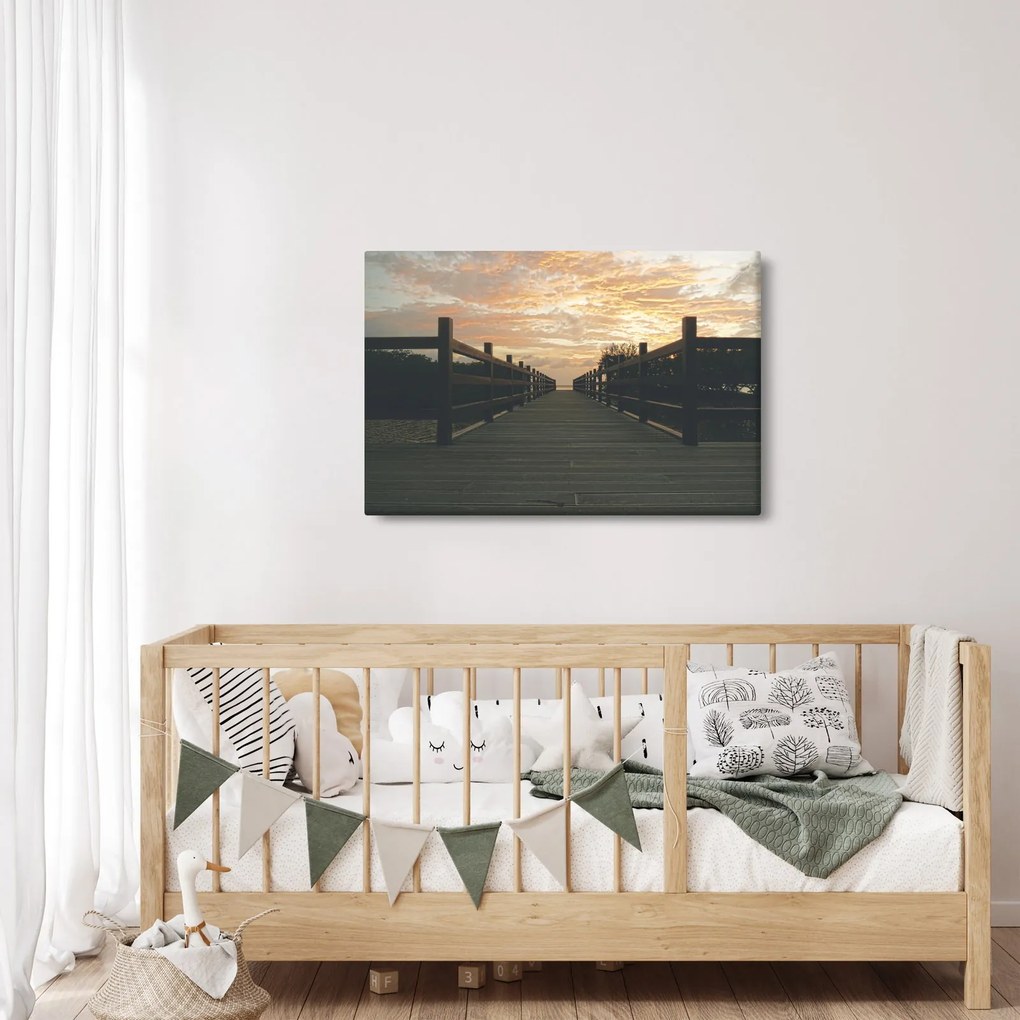 Egy fa móló képe a tó felett (90x60 cm)