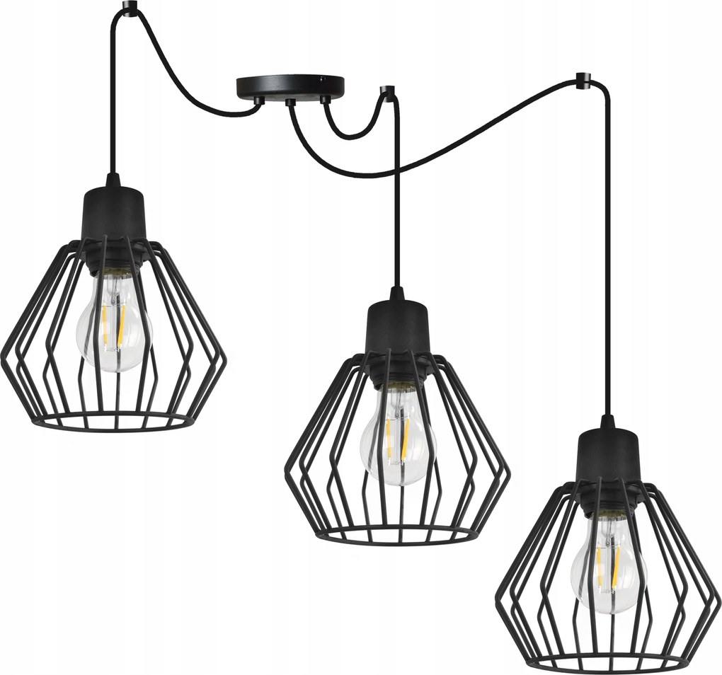 Mennyezeti Lámpa Lógó Csillár Hármas Pók Fekete Loft Modern Led