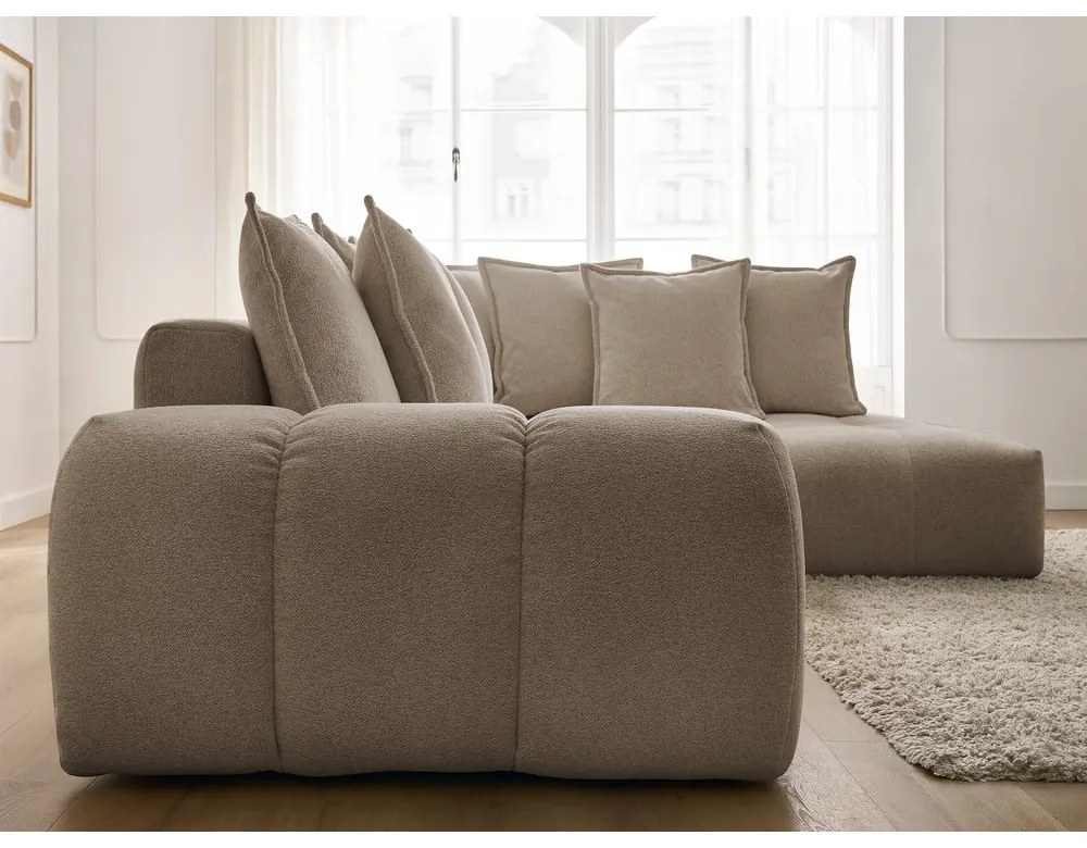 Szürkésbarna zsenília kinyitható-tárolóhelyes sarokkanapé (jobb oldali-L alakú) Everest – Bobochic Paris