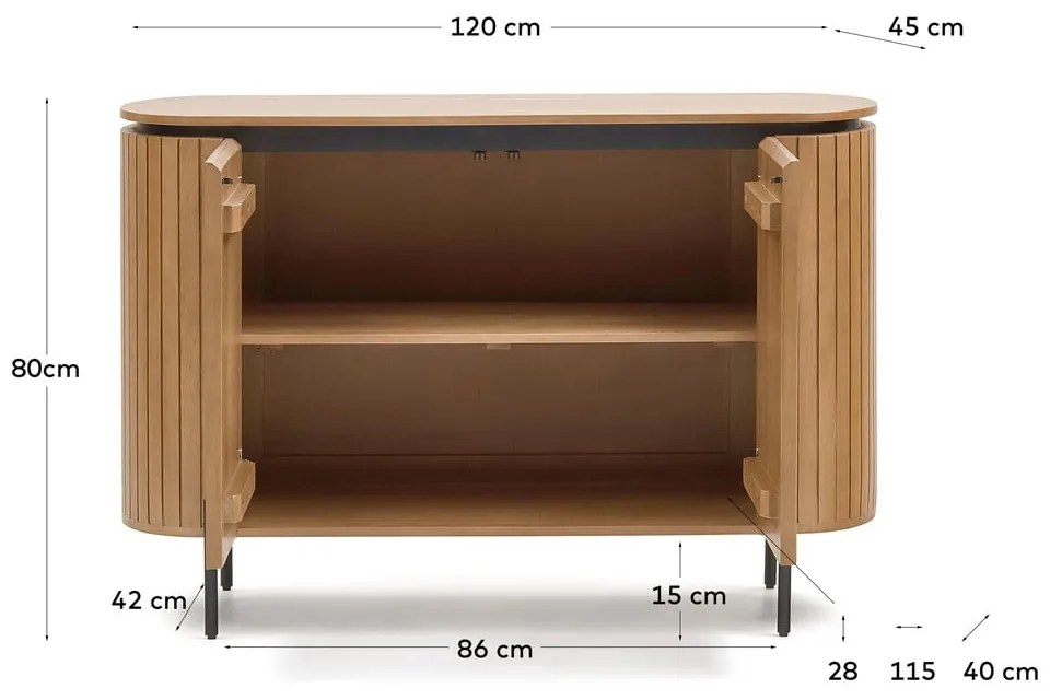 Natúr színű mangófa alacsony komód 120x80 cm Licia – Kave Home