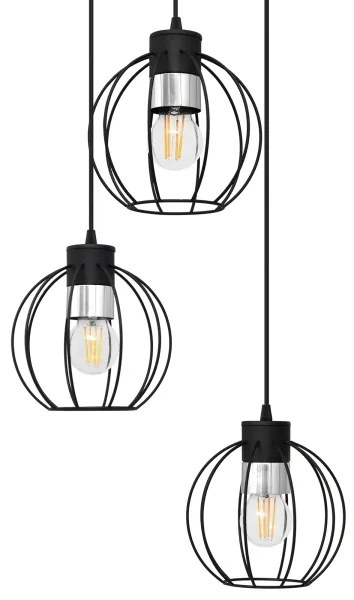 Csillár zsinóron STARLIGHT 3xE27/15W/230V fekete/ezüst