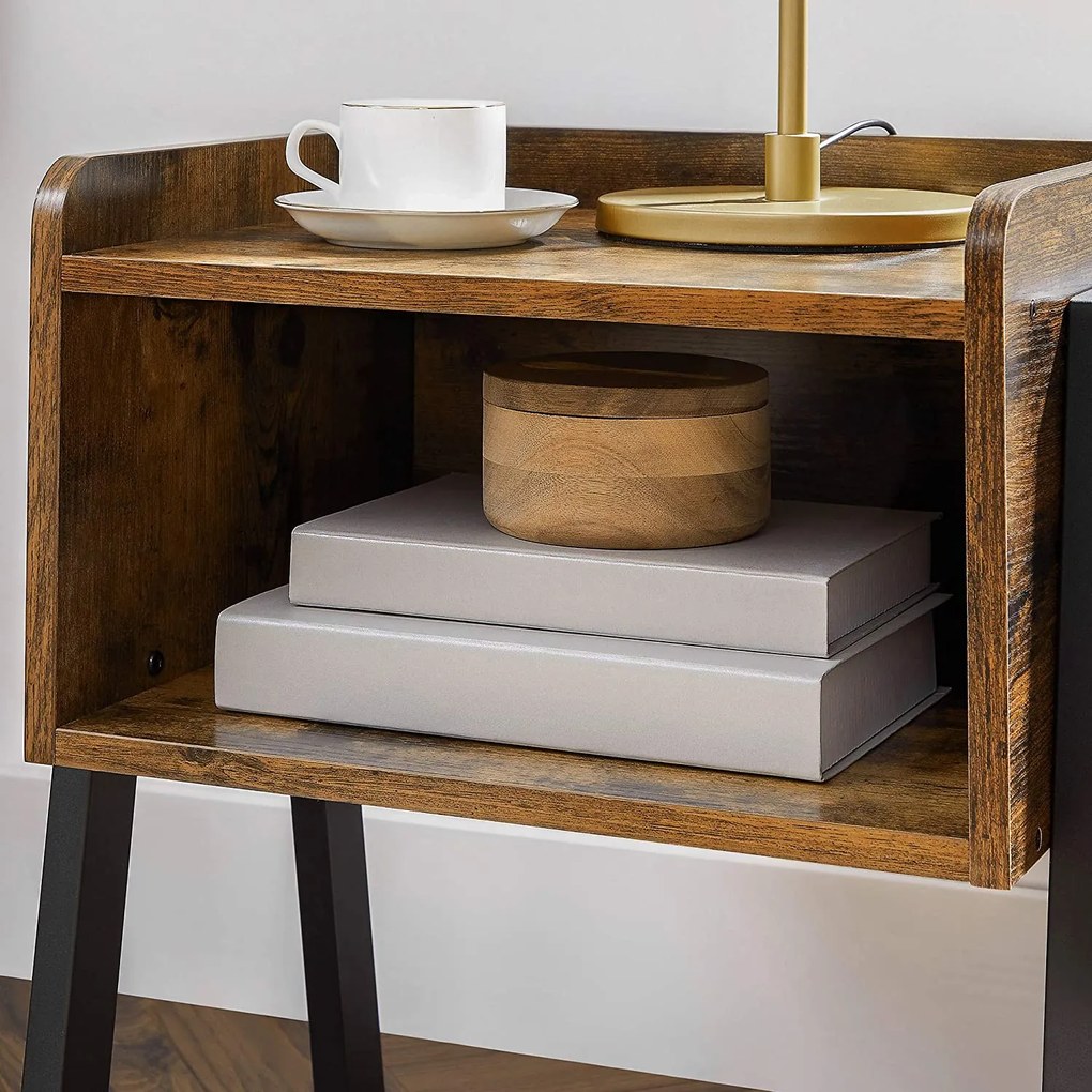 Éjjeliszekrény nyitott polccal, rusztikus barna 46x35x51 cm