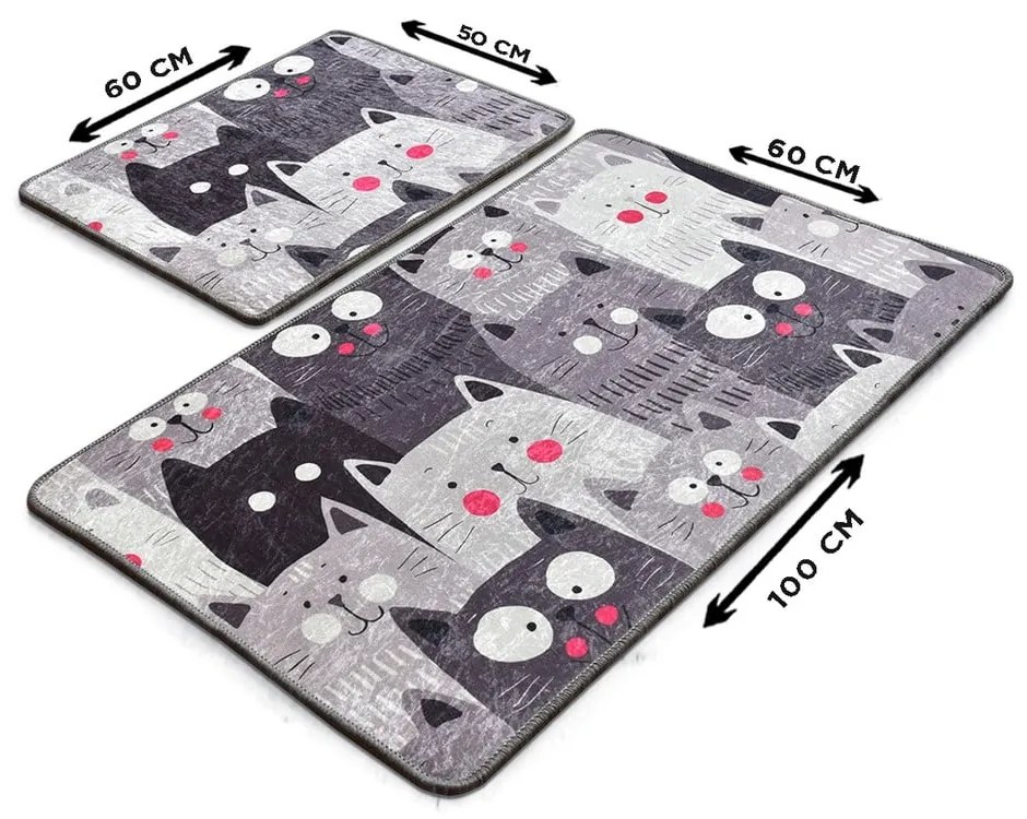 Szürke fürdőszobai kilépő szett 2 db-os 60x100 cm Meow – Foutastic