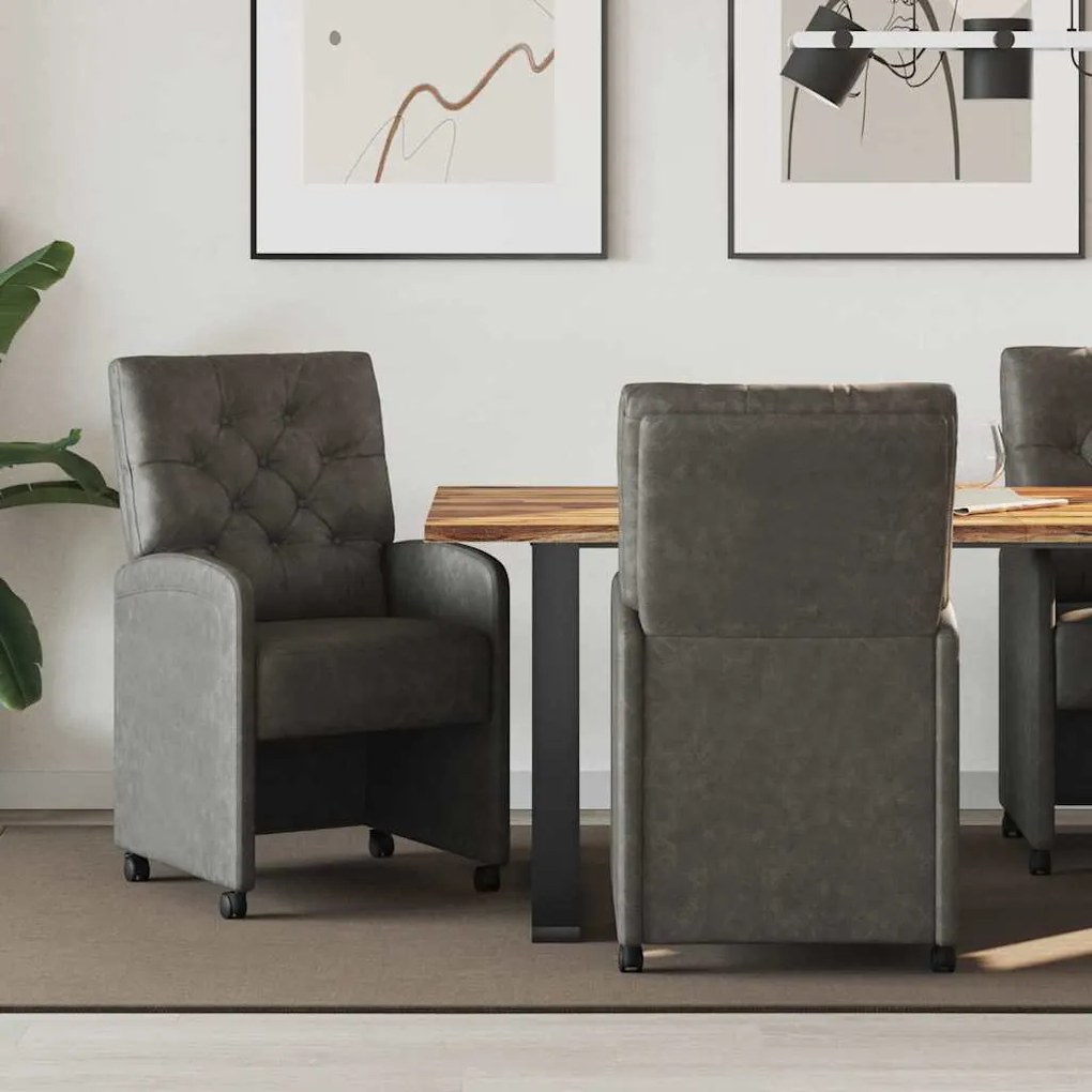 Kerekes Étkező Székek 2 pcs Fekete 58 x 67 x 97 cm Műbőr