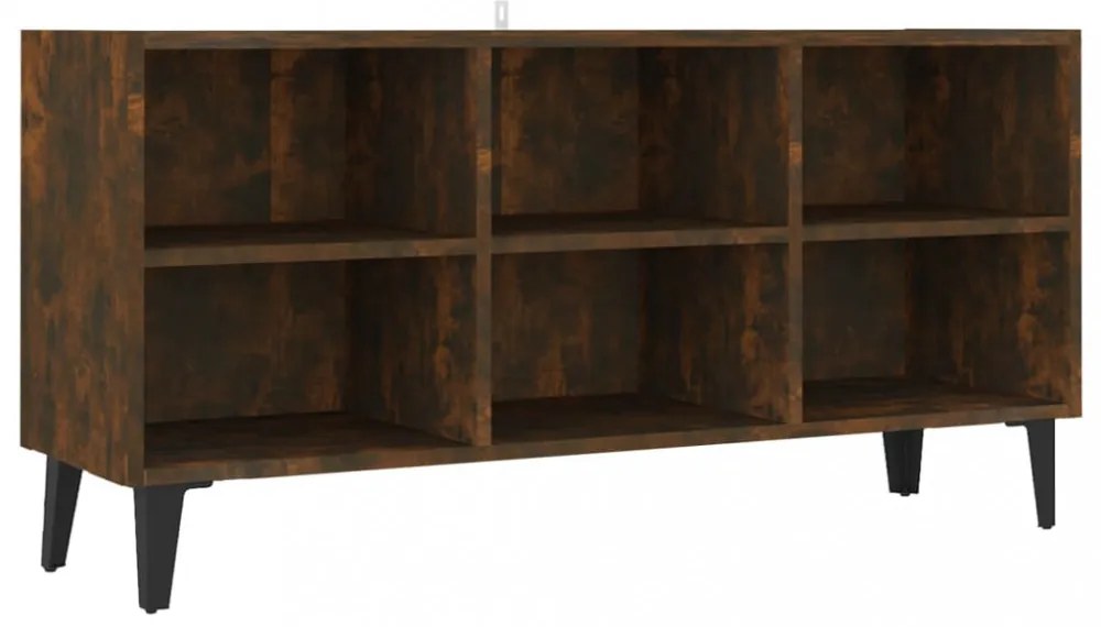füstös tölgy színű TV-szekrény fémlábakkal 103,5 x 30 x 50 cm