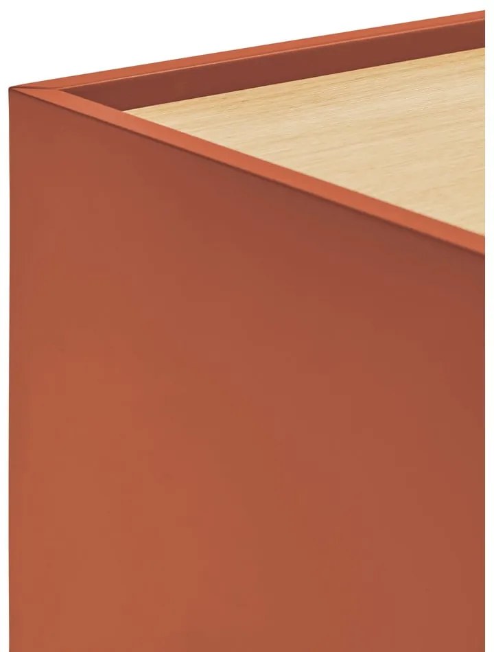 Téglavörös-natúr színű alacsony komód tölgyfa dekorral 180x78 cm Otto – Teulat