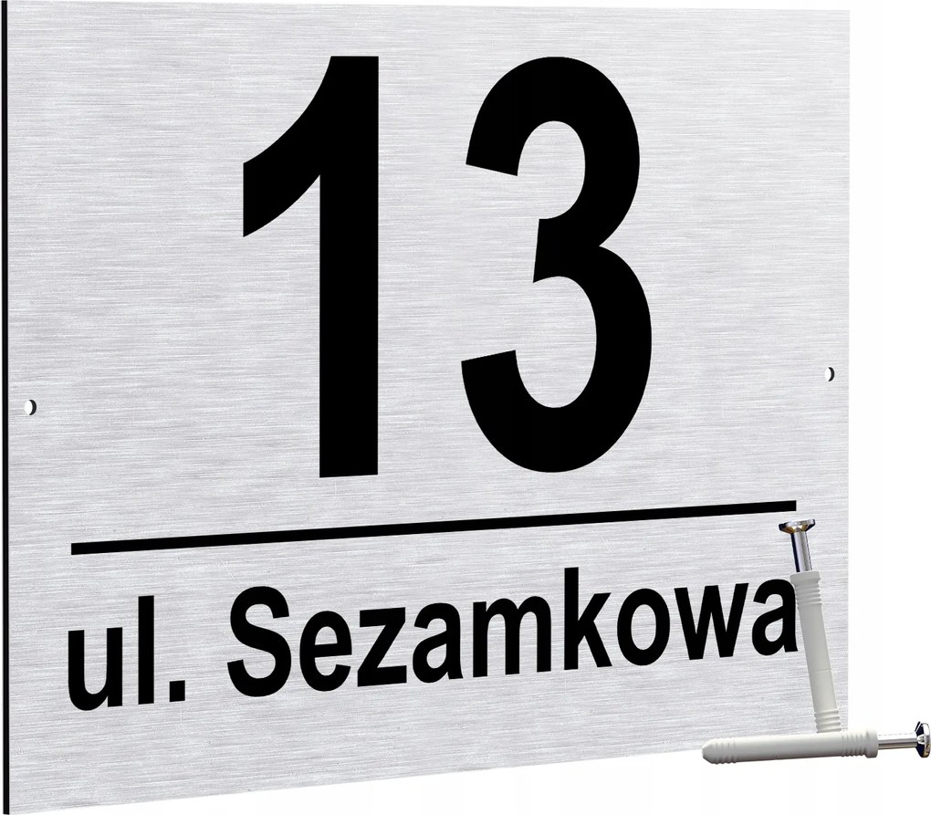 Házszám Címtábla Házszámmal Ezüst 32x21 (2 db)