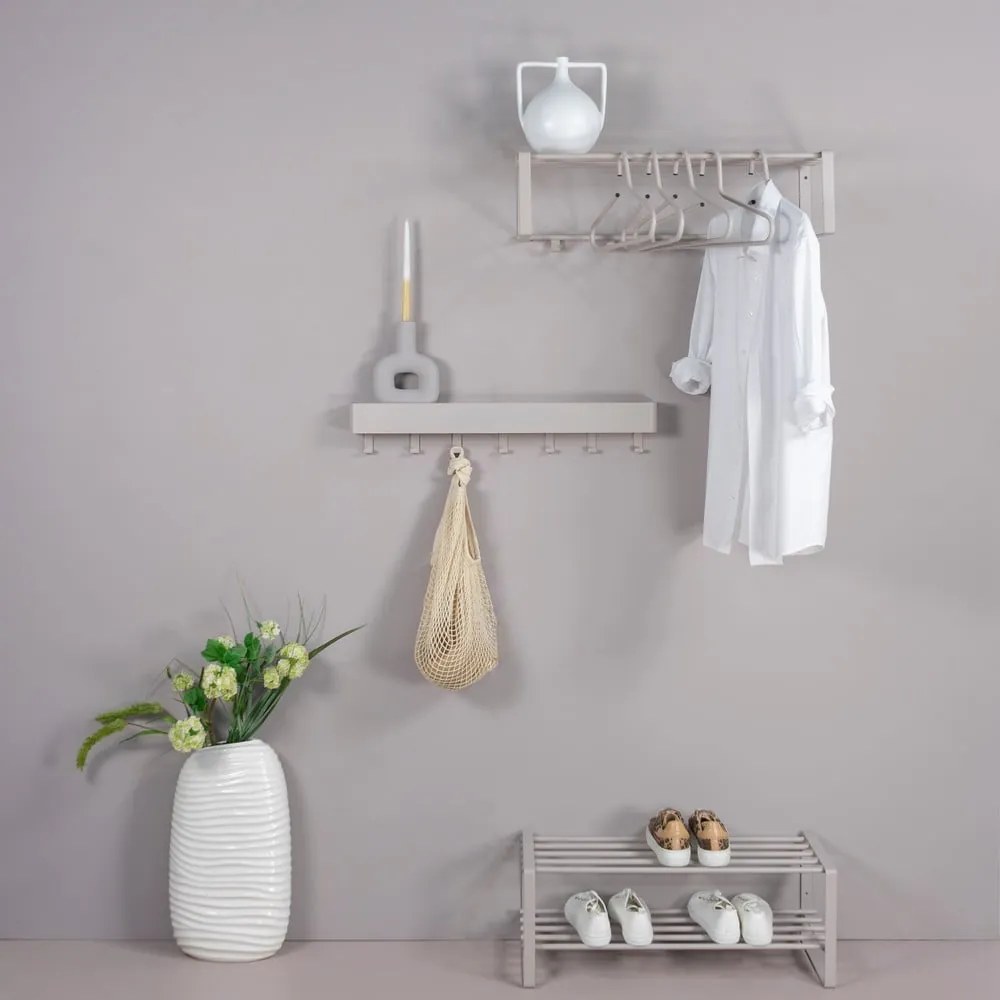 Szürkésbarna fém fali fogas polccal 70 cm Rex – Spinder Design