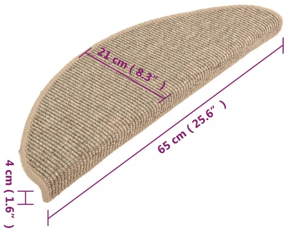 vidaXL 15 db sötét bézs színű öntapadó lépcsőszőnyeg 65x21x4 cm