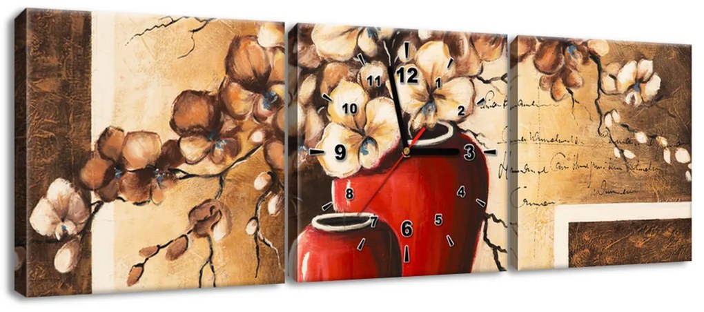 Gario Órás falikép Orchidea piros vázában - 3 részes Méret: 90 x 70 cm