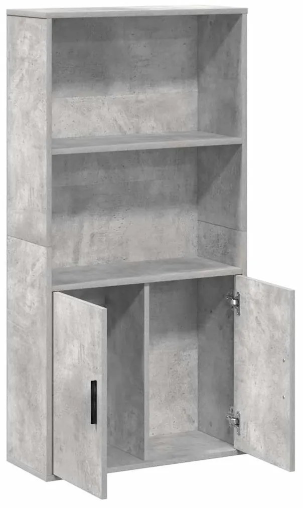 betonszürke szerelt fa könyvespolc 60x24x120 cm